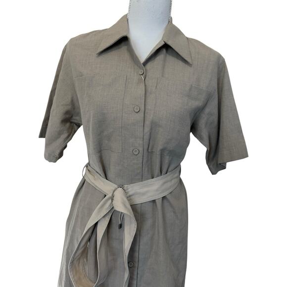 Ports 1961 Linen Blend Button Front Asymmetrical Dress Size 42 - Picture 4 of 13